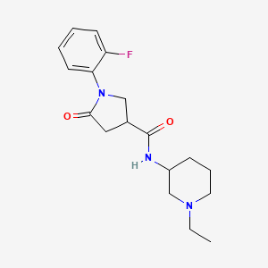 molecular formula C18H24FN3O2 B6812508 N-(1-ethylpiperidin-3-yl)-1-(2-fluorophenyl)-5-oxopyrrolidine-3-carboxamide 