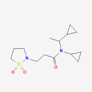 molecular formula C14H24N2O3S B6812520 N-cyclopropyl-N-(1-cyclopropylethyl)-3-(1,1-dioxo-1,2-thiazolidin-2-yl)propanamide 