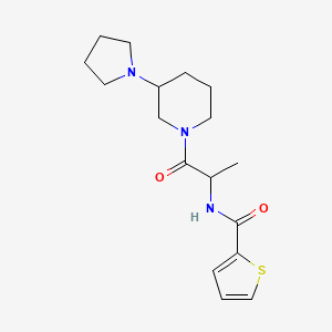 molecular formula C17H25N3O2S B6812547 N-[1-oxo-1-(3-pyrrolidin-1-ylpiperidin-1-yl)propan-2-yl]thiophene-2-carboxamide 