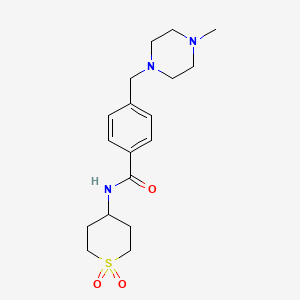 molecular formula C18H27N3O3S B6812567 N-(1,1-dioxothian-4-yl)-4-[(4-methylpiperazin-1-yl)methyl]benzamide 