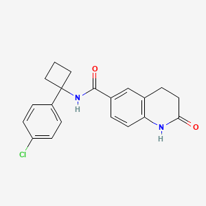 molecular formula C20H19ClN2O2 B6812596 N-[1-(4-chlorophenyl)cyclobutyl]-2-oxo-3,4-dihydro-1H-quinoline-6-carboxamide 