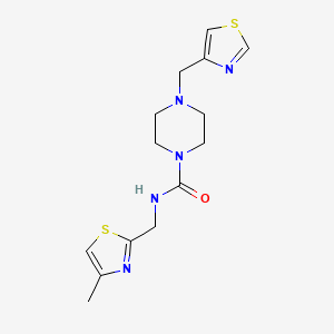 molecular formula C14H19N5OS2 B6812601 N-[(4-methyl-1,3-thiazol-2-yl)methyl]-4-(1,3-thiazol-4-ylmethyl)piperazine-1-carboxamide 