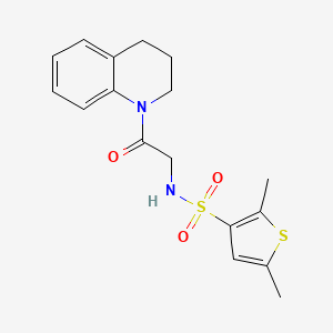 molecular formula C17H20N2O3S2 B6812636 N-[2-(3,4-dihydro-2H-quinolin-1-yl)-2-oxoethyl]-2,5-dimethylthiophene-3-sulfonamide 