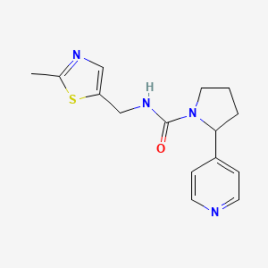 molecular formula C15H18N4OS B6812673 N-[(2-methyl-1,3-thiazol-5-yl)methyl]-2-pyridin-4-ylpyrrolidine-1-carboxamide 