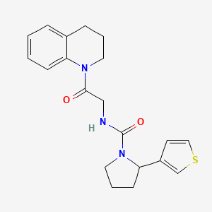 molecular formula C20H23N3O2S B6812682 N-[2-(3,4-dihydro-2H-quinolin-1-yl)-2-oxoethyl]-2-thiophen-3-ylpyrrolidine-1-carboxamide 
