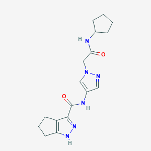 molecular formula C17H22N6O2 B6812816 N-[1-[2-(cyclopentylamino)-2-oxoethyl]pyrazol-4-yl]-1,4,5,6-tetrahydrocyclopenta[c]pyrazole-3-carboxamide 