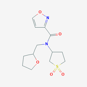 molecular formula C13H18N2O5S B6812824 N-(1,1-dioxothiolan-3-yl)-N-(oxolan-2-ylmethyl)-1,2-oxazole-3-carboxamide 