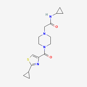 molecular formula C16H22N4O2S B6812831 N-cyclopropyl-2-[4-(2-cyclopropyl-1,3-thiazole-4-carbonyl)piperazin-1-yl]acetamide 
