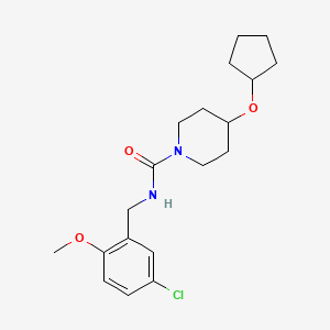 molecular formula C19H27ClN2O3 B6812894 N-[(5-chloro-2-methoxyphenyl)methyl]-4-cyclopentyloxypiperidine-1-carboxamide 