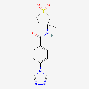 molecular formula C14H16N4O3S B6812955 N-(3-methyl-1,1-dioxothiolan-3-yl)-4-(1,2,4-triazol-4-yl)benzamide 
