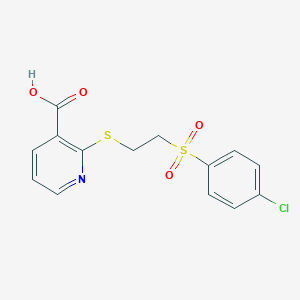 molecular formula C14H12ClNO4S2 B068130 2-((2-[(4-Chlorophenyl)sulfonyl]ethyl)thio)nicotinic acid CAS No. 175203-17-5