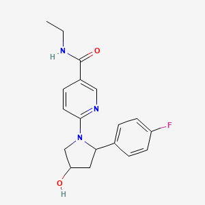 molecular formula C18H20FN3O2 B6813007 N-ethyl-6-[2-(4-fluorophenyl)-4-hydroxypyrrolidin-1-yl]pyridine-3-carboxamide 