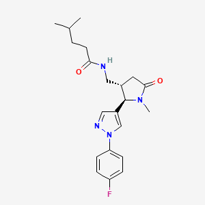 molecular formula C21H27FN4O2 B6813462 N-[[(2R,3S)-2-[1-(4-fluorophenyl)pyrazol-4-yl]-1-methyl-5-oxopyrrolidin-3-yl]methyl]-4-methylpentanamide 