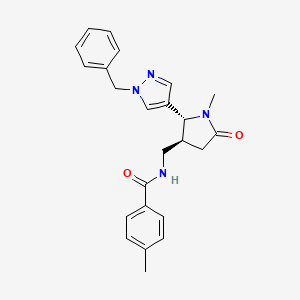 molecular formula C24H26N4O2 B6813476 N-[[(2R,3S)-2-(1-benzylpyrazol-4-yl)-1-methyl-5-oxopyrrolidin-3-yl]methyl]-4-methylbenzamide 