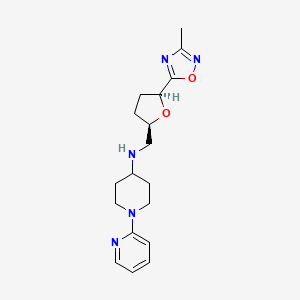 molecular formula C18H25N5O2 B6813531 N-[[(2R,5S)-5-(3-methyl-1,2,4-oxadiazol-5-yl)oxolan-2-yl]methyl]-1-pyridin-2-ylpiperidin-4-amine 