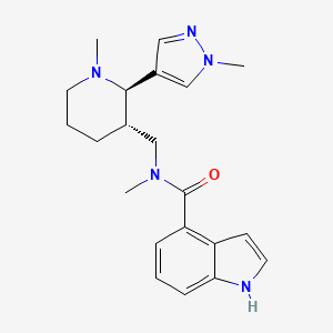 molecular formula C21H27N5O B6813573 N-methyl-N-[[(2R,3S)-1-methyl-2-(1-methylpyrazol-4-yl)piperidin-3-yl]methyl]-1H-indole-4-carboxamide 