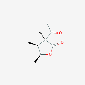 molecular formula C9H14O3 B068136 (3S,4S,5S)-3-acetyl-3,4,5-trimethyloxolan-2-one CAS No. 187976-00-7