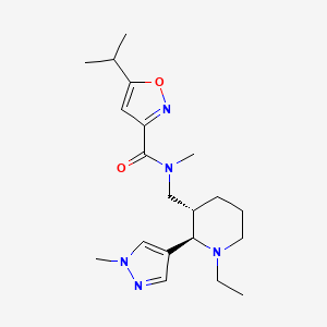 molecular formula C20H31N5O2 B6813651 N-[[(2R,3S)-1-ethyl-2-(1-methylpyrazol-4-yl)piperidin-3-yl]methyl]-N-methyl-5-propan-2-yl-1,2-oxazole-3-carboxamide 