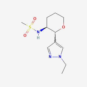 molecular formula C11H19N3O3S B6813705 N-[(2R,3S)-2-(1-ethylpyrazol-4-yl)oxan-3-yl]methanesulfonamide 