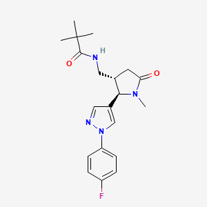 molecular formula C20H25FN4O2 B6813778 N-[[(2R,3S)-2-[1-(4-fluorophenyl)pyrazol-4-yl]-1-methyl-5-oxopyrrolidin-3-yl]methyl]-2,2-dimethylpropanamide 
