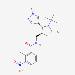 molecular formula C21H27N5O4 B6813814 N-[[(2R,3S)-1-tert-butyl-2-(1-methylpyrazol-4-yl)-5-oxopyrrolidin-3-yl]methyl]-2-methyl-3-nitrobenzamide 