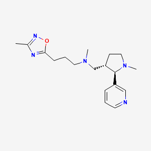 molecular formula C18H27N5O B6813956 N-methyl-3-(3-methyl-1,2,4-oxadiazol-5-yl)-N-[[(2R,3S)-1-methyl-2-pyridin-3-ylpyrrolidin-3-yl]methyl]propan-1-amine 
