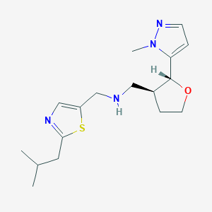 molecular formula C17H26N4OS B6814021 N-[[2-(2-methylpropyl)-1,3-thiazol-5-yl]methyl]-1-[(2R,3S)-2-(2-methylpyrazol-3-yl)oxolan-3-yl]methanamine 