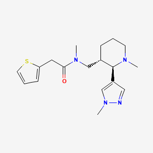 molecular formula C18H26N4OS B6814027 N-methyl-N-[[(2R,3S)-1-methyl-2-(1-methylpyrazol-4-yl)piperidin-3-yl]methyl]-2-thiophen-2-ylacetamide 