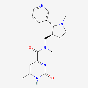 molecular formula C18H23N5O2 B6814033 N,6-dimethyl-N-[[(2R,3S)-1-methyl-2-pyridin-3-ylpyrrolidin-3-yl]methyl]-2-oxo-1H-pyrimidine-4-carboxamide 
