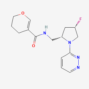 molecular formula C15H19FN4O2 B6814142 N-[[(2S,4S)-4-fluoro-1-pyridazin-3-ylpyrrolidin-2-yl]methyl]-3,4-dihydro-2H-pyran-5-carboxamide 