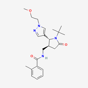 molecular formula C23H32N4O3 B6814144 N-[[(2R,3S)-1-tert-butyl-2-[1-(2-methoxyethyl)pyrazol-4-yl]-5-oxopyrrolidin-3-yl]methyl]-2-methylbenzamide 