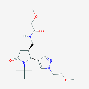 molecular formula C18H30N4O4 B6814302 N-[[(2R,3S)-1-tert-butyl-2-[1-(2-methoxyethyl)pyrazol-4-yl]-5-oxopyrrolidin-3-yl]methyl]-2-methoxyacetamide 