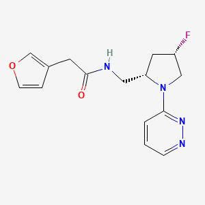 molecular formula C15H17FN4O2 B6814333 N-[[(2S,4S)-4-fluoro-1-pyridazin-3-ylpyrrolidin-2-yl]methyl]-2-(furan-3-yl)acetamide 