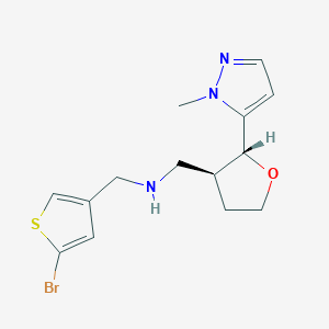 molecular formula C14H18BrN3OS B6814423 N-[(5-bromothiophen-3-yl)methyl]-1-[(2R,3S)-2-(2-methylpyrazol-3-yl)oxolan-3-yl]methanamine 