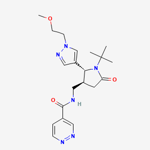 molecular formula C20H28N6O3 B6814440 N-[[(2R,3S)-1-tert-butyl-2-[1-(2-methoxyethyl)pyrazol-4-yl]-5-oxopyrrolidin-3-yl]methyl]pyridazine-4-carboxamide 
