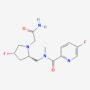 molecular formula C14H18F2N4O2 B6814479 N-[[(2S,4S)-1-(2-amino-2-oxoethyl)-4-fluoropyrrolidin-2-yl]methyl]-5-fluoro-N-methylpyridine-2-carboxamide 
