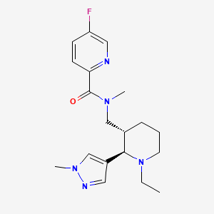 molecular formula C19H26FN5O B6814503 N-[[(2R,3S)-1-ethyl-2-(1-methylpyrazol-4-yl)piperidin-3-yl]methyl]-5-fluoro-N-methylpyridine-2-carboxamide 