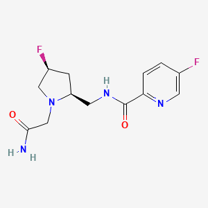 molecular formula C13H16F2N4O2 B6814507 N-[[(2S,4S)-1-(2-amino-2-oxoethyl)-4-fluoropyrrolidin-2-yl]methyl]-5-fluoropyridine-2-carboxamide 
