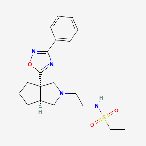 molecular formula C19H26N4O3S B6814778 N-[2-[(3aS,6aS)-3a-(3-phenyl-1,2,4-oxadiazol-5-yl)-1,3,4,5,6,6a-hexahydrocyclopenta[c]pyrrol-2-yl]ethyl]ethanesulfonamide 