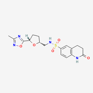 molecular formula C17H20N4O5S B6814809 N-[[(2R,5S)-5-(3-methyl-1,2,4-oxadiazol-5-yl)oxolan-2-yl]methyl]-2-oxo-3,4-dihydro-1H-quinoline-6-sulfonamide 