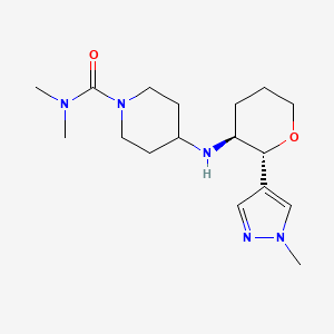 molecular formula C17H29N5O2 B6814985 N,N-dimethyl-4-[[(2R,3S)-2-(1-methylpyrazol-4-yl)oxan-3-yl]amino]piperidine-1-carboxamide 