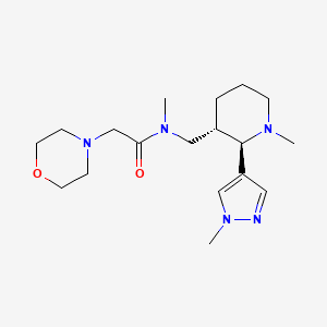 molecular formula C18H31N5O2 B6815073 N-methyl-N-[[(2R,3S)-1-methyl-2-(1-methylpyrazol-4-yl)piperidin-3-yl]methyl]-2-morpholin-4-ylacetamide 