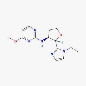 molecular formula C14H19N5O2 B6815157 N-[(2S,3S)-2-(1-ethylimidazol-2-yl)oxolan-3-yl]-4-methoxypyrimidin-2-amine 
