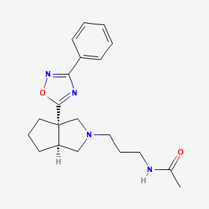 molecular formula C20H26N4O2 B6815299 N-[3-[(3aS,6aS)-3a-(3-phenyl-1,2,4-oxadiazol-5-yl)-1,3,4,5,6,6a-hexahydrocyclopenta[c]pyrrol-2-yl]propyl]acetamide 