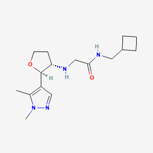 molecular formula C16H26N4O2 B6815323 N-(cyclobutylmethyl)-2-[[(2R,3S)-2-(1,5-dimethylpyrazol-4-yl)oxolan-3-yl]amino]acetamide 
