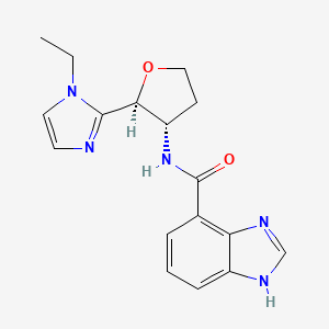 molecular formula C17H19N5O2 B6815350 N-[(2S,3S)-2-(1-ethylimidazol-2-yl)oxolan-3-yl]-1H-benzimidazole-4-carboxamide 