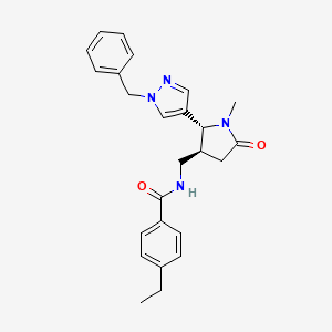 molecular formula C25H28N4O2 B6815371 N-[[(2R,3S)-2-(1-benzylpyrazol-4-yl)-1-methyl-5-oxopyrrolidin-3-yl]methyl]-4-ethylbenzamide 