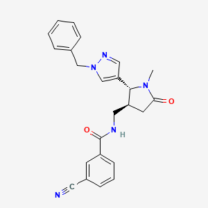 molecular formula C24H23N5O2 B6815380 N-[[(2R,3S)-2-(1-benzylpyrazol-4-yl)-1-methyl-5-oxopyrrolidin-3-yl]methyl]-3-cyanobenzamide 