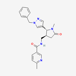 molecular formula C23H25N5O2 B6815418 N-[[(2R,3S)-2-(1-benzylpyrazol-4-yl)-1-methyl-5-oxopyrrolidin-3-yl]methyl]-6-methylpyridine-3-carboxamide 