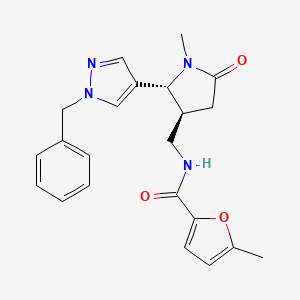 molecular formula C22H24N4O3 B6815434 N-[[(2R,3S)-2-(1-benzylpyrazol-4-yl)-1-methyl-5-oxopyrrolidin-3-yl]methyl]-5-methylfuran-2-carboxamide 